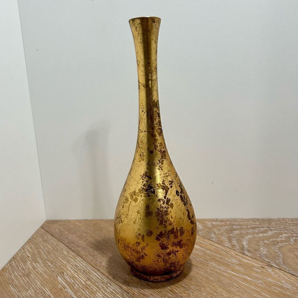10K Gold Fleck Design 9” Bud Vase Stamped Japan 10K